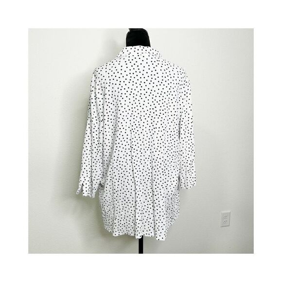 Croft & Barrow Women’s White Black Polka Dot Button Front Inner Tank Top Size 3X - Picture 6 of 13